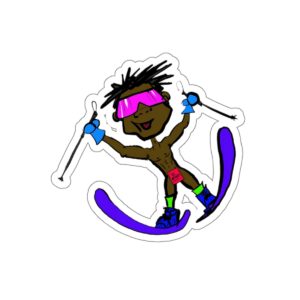 Ski Naked Die-Cut Sticker — Nude Skier with “Ski Naked” Sign