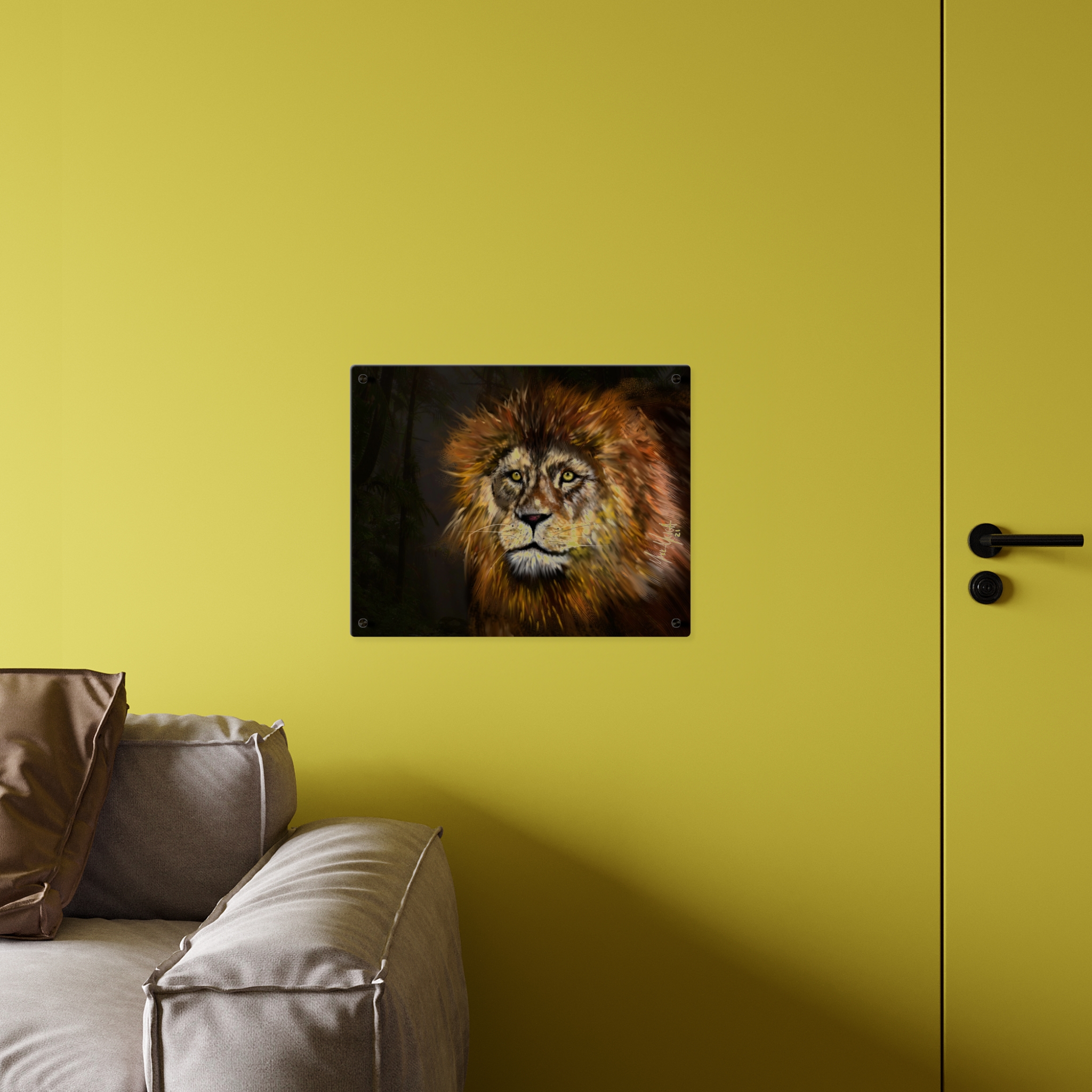 Majestic Male Lion Acrylic Wall Art Panel - Image 4