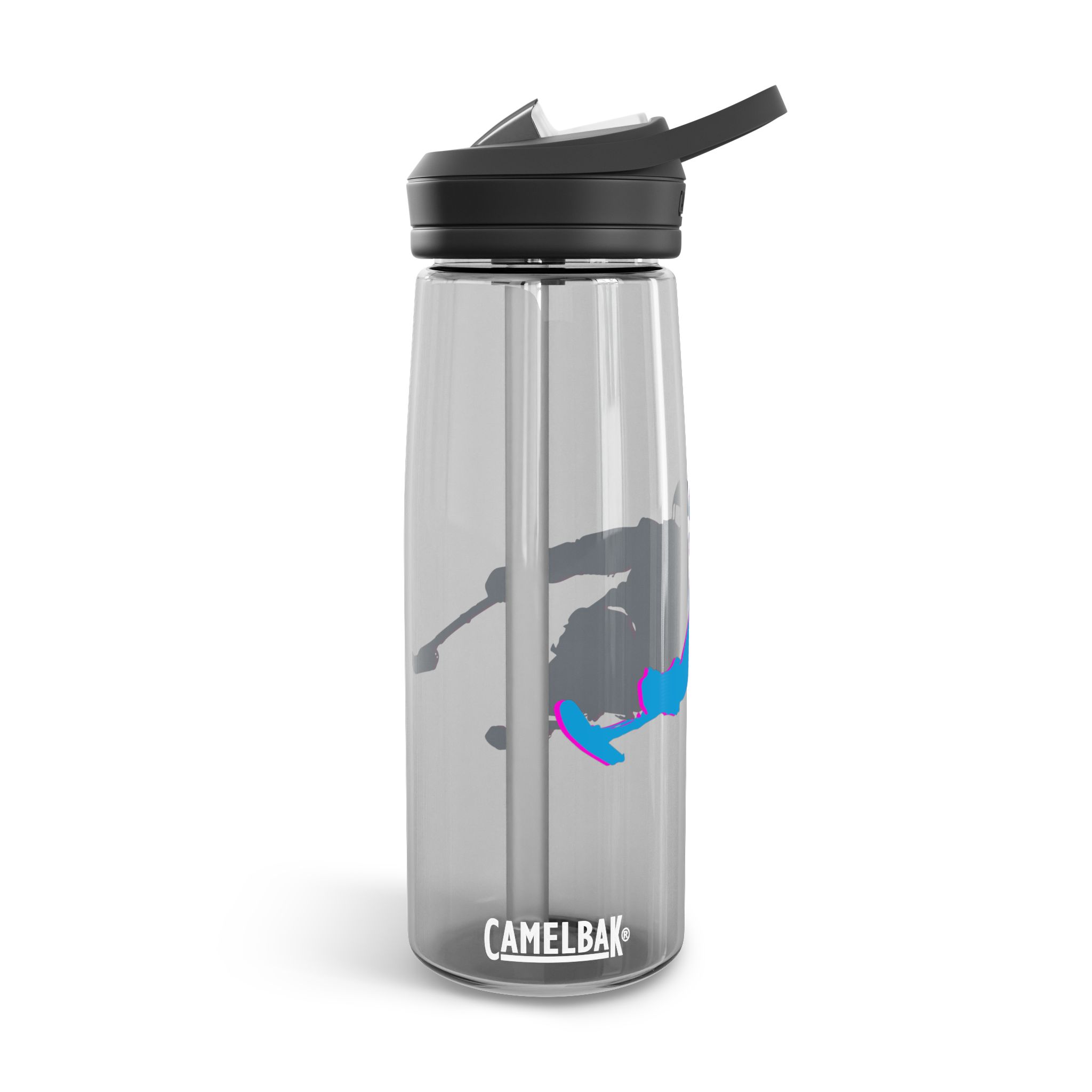 Ski Silhouette Neon Turn Water Bottle - Image 2