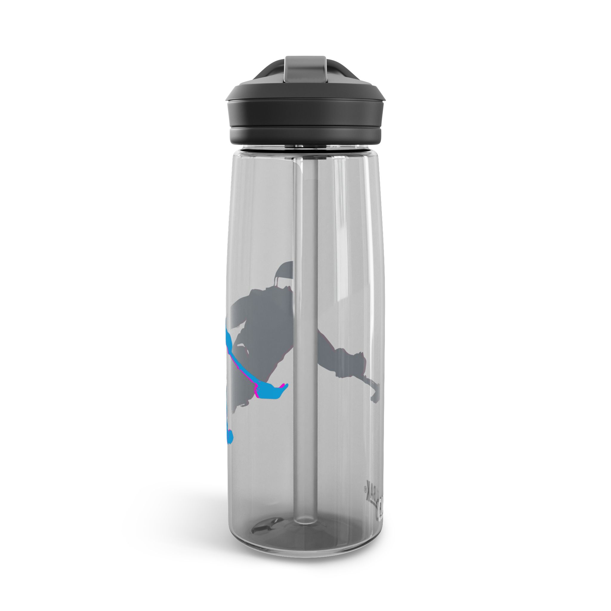 Ski Silhouette Neon Turn Water Bottle - Image 3
