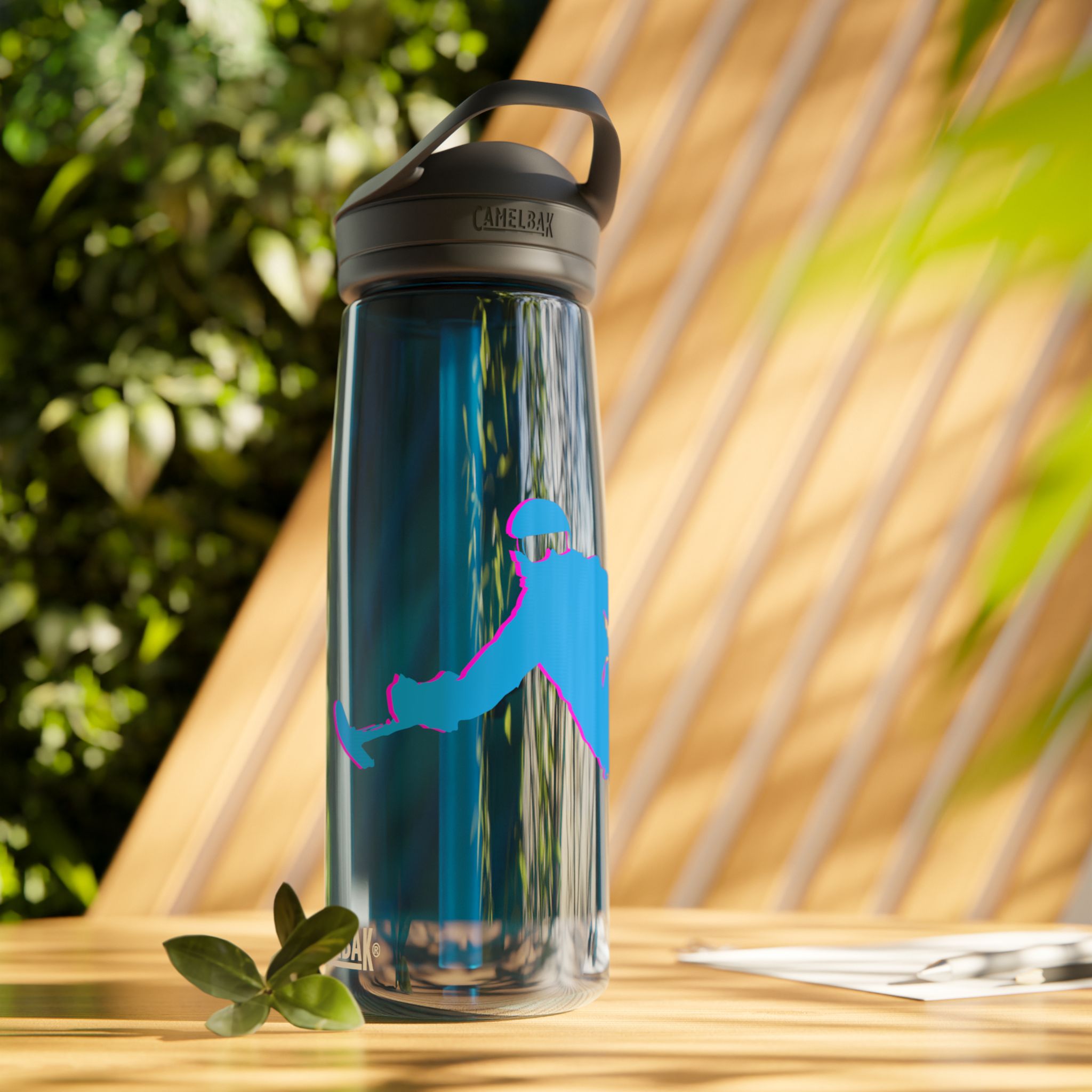 Ski Silhouette Neon Turn Water Bottle - Image 12