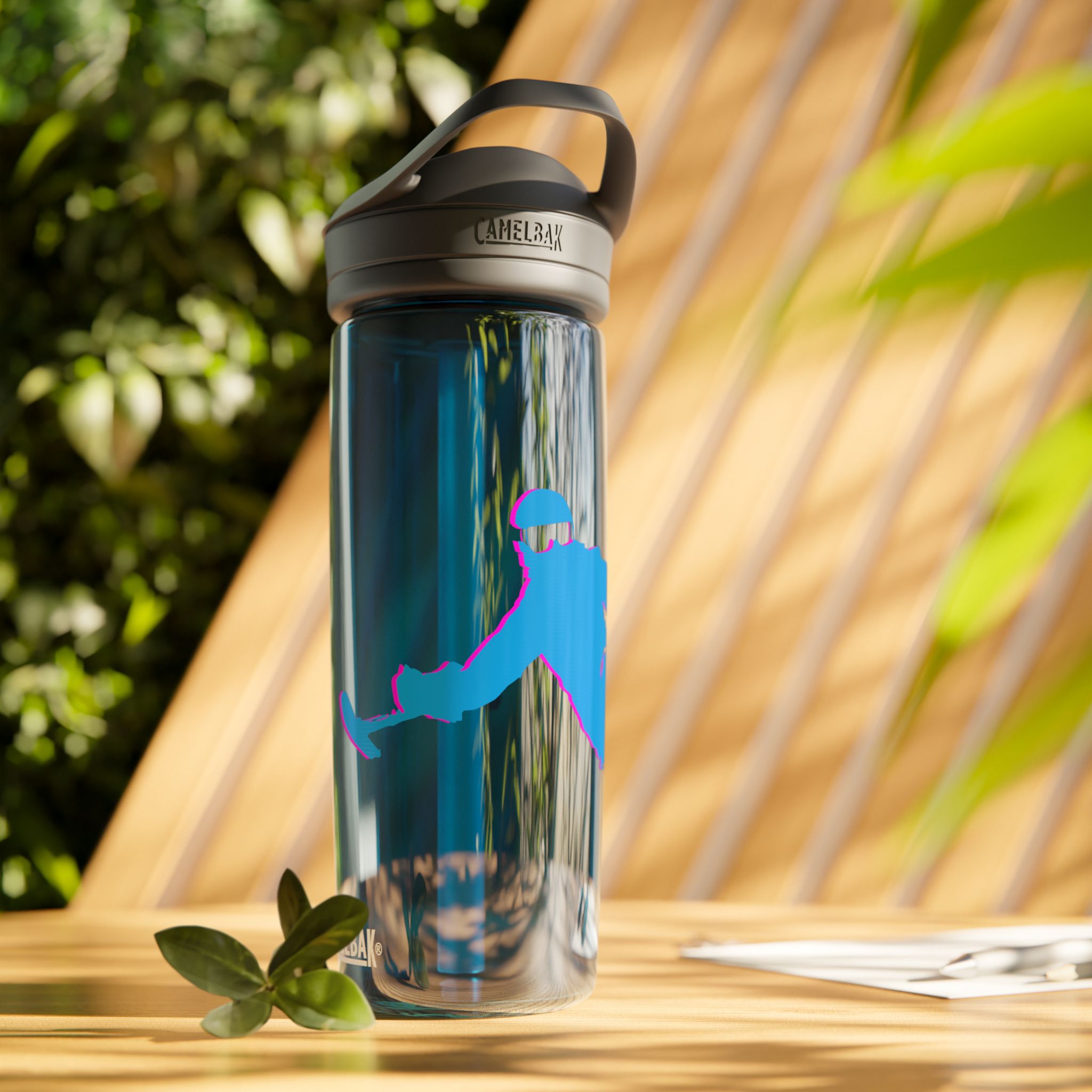 Ski Silhouette Neon Turn Water Bottle - Image 18