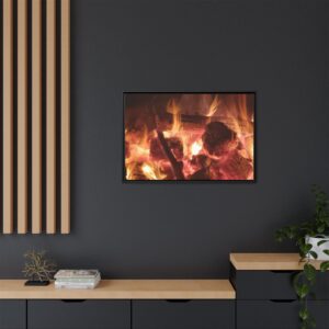 Cozy Fireplace Close-Up Matte Canvas Framed Wall Art
