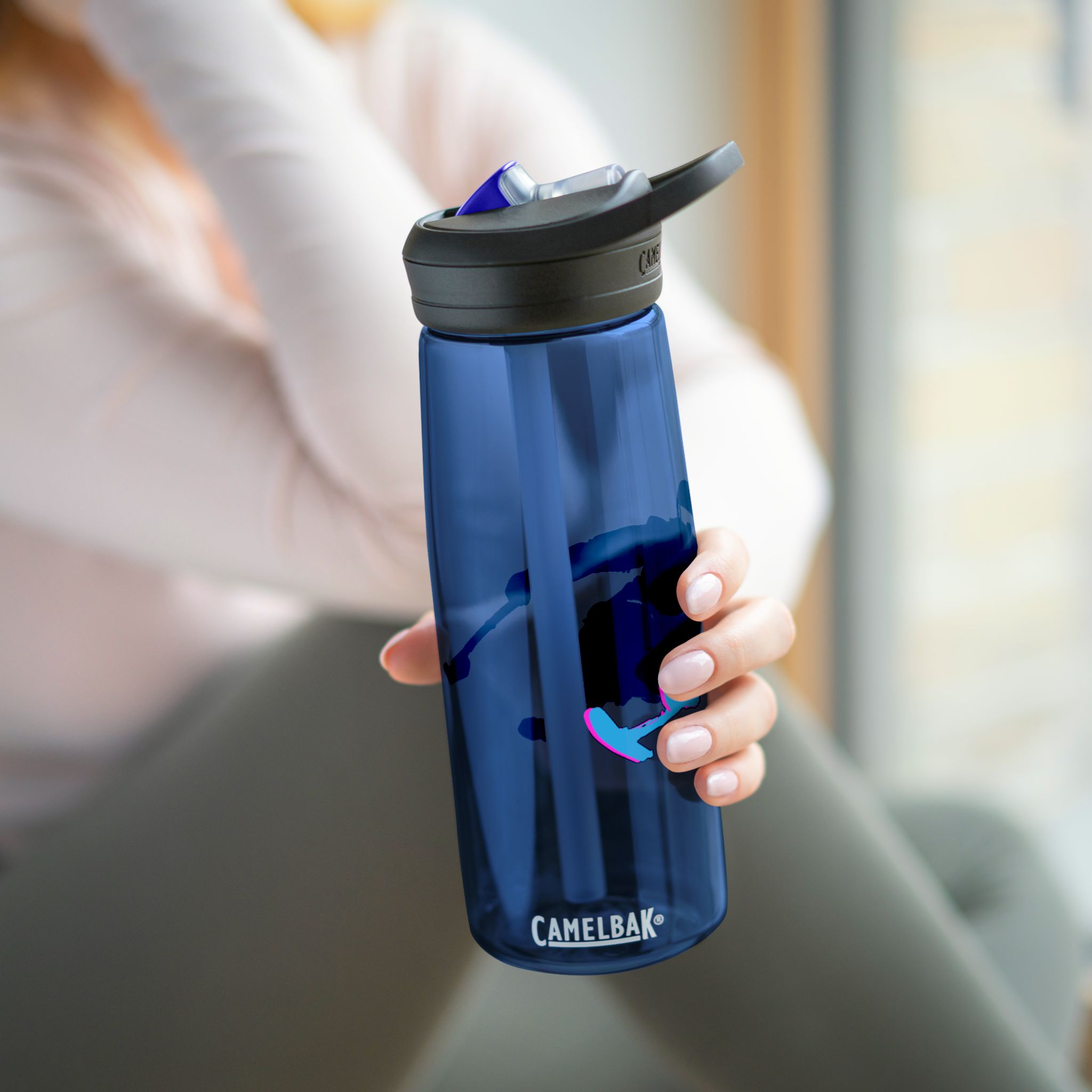 Ski Silhouette Neon Turn Water Bottle - Image 11