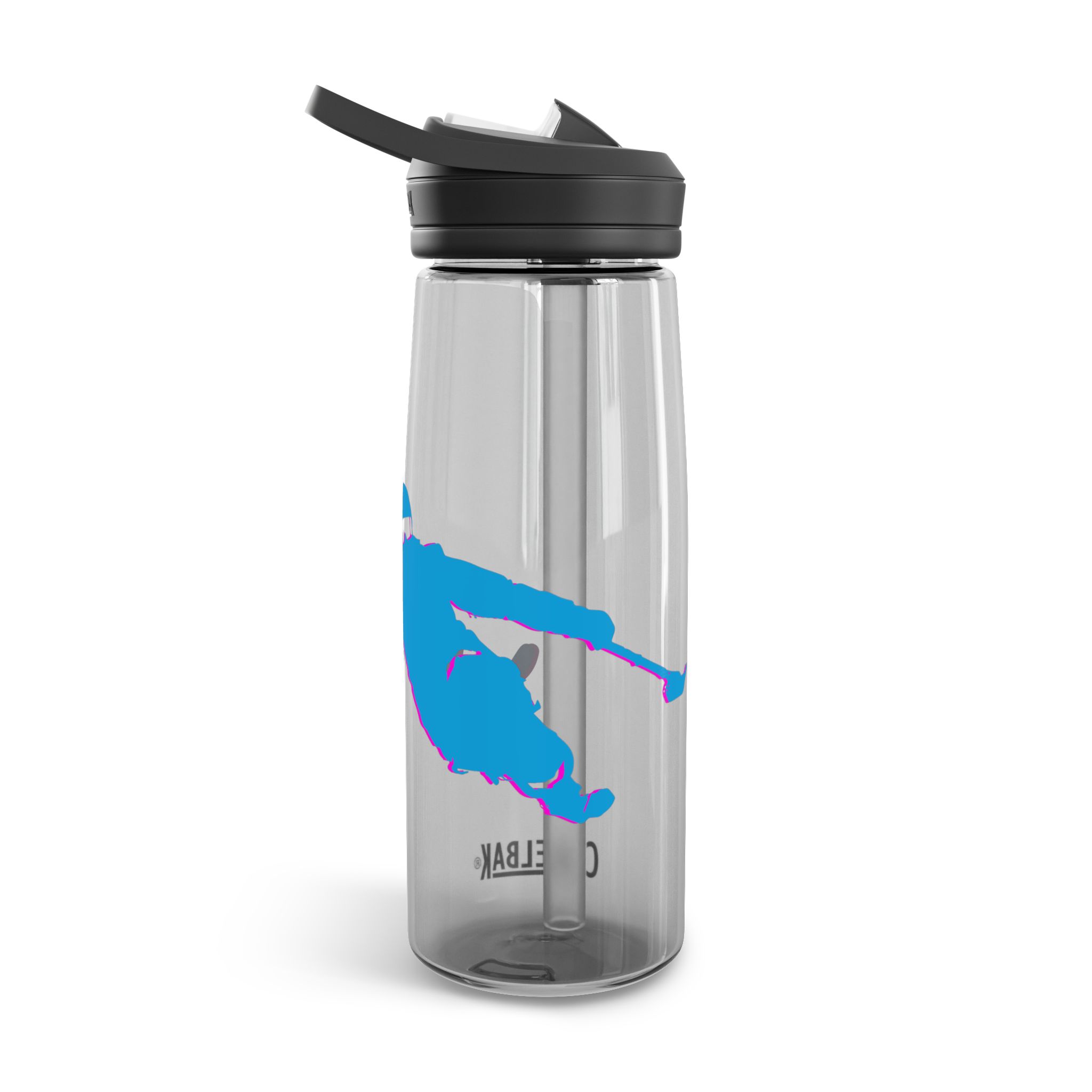 Ski Silhouette Neon Turn Water Bottle - Image 4