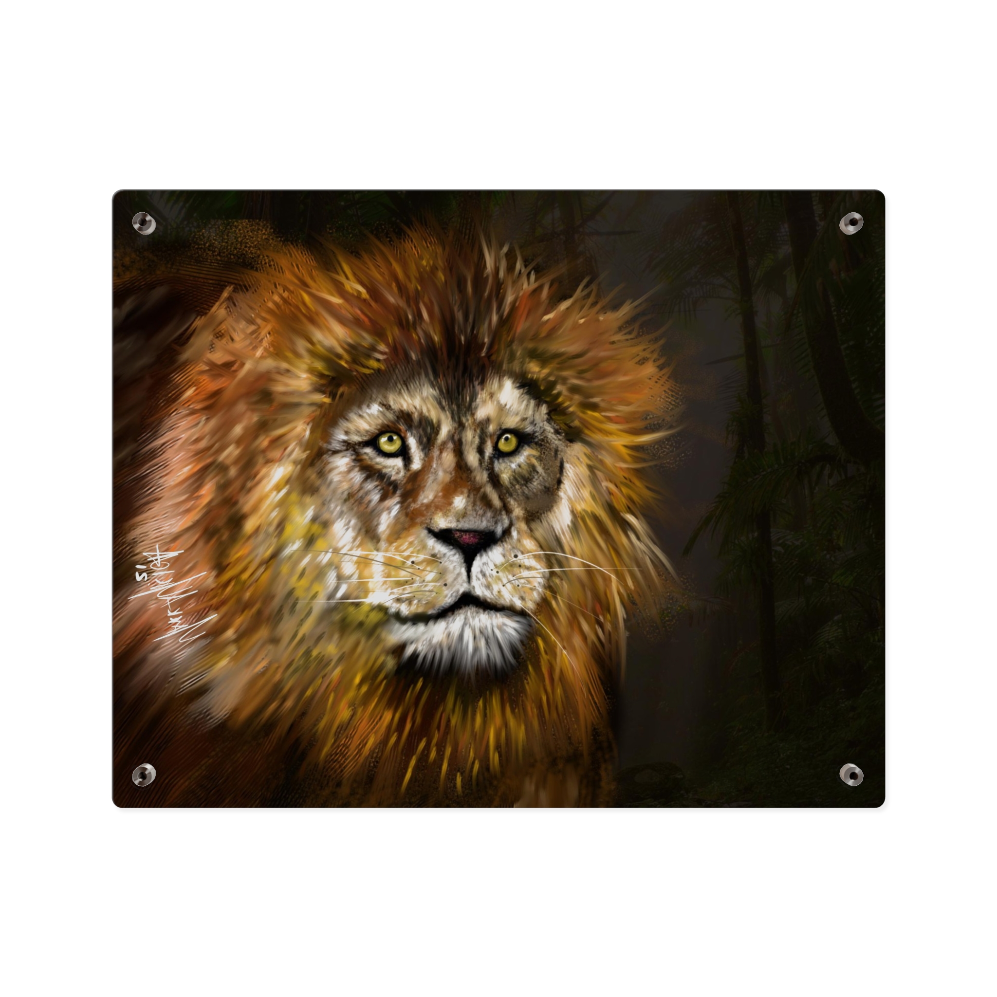 Majestic Male Lion Acrylic Wall Art Panel - Image 3