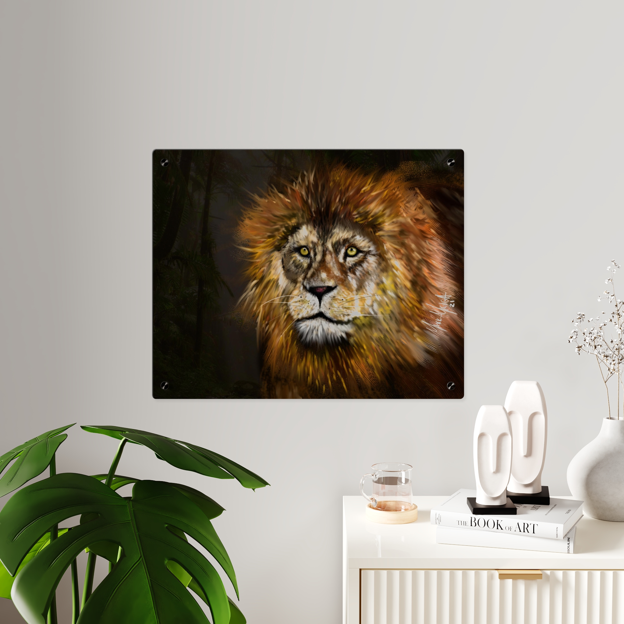 Majestic Male Lion Acrylic Wall Art Panel