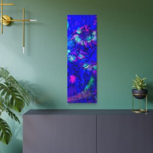 Sunflower Neon Metal Art Sign — Psychedelic Blue Floral Wall Decor