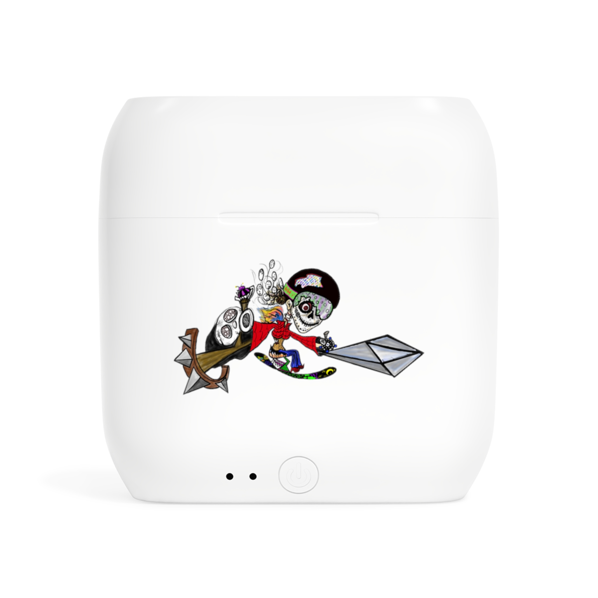 Wireless Earbuds — Colorful Abstract Doodle Design Charging Case