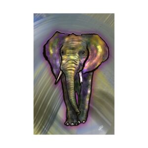Cosmic Elephant Matte Vertical Poster — Digital Cosmic Light Art by Mark Urich