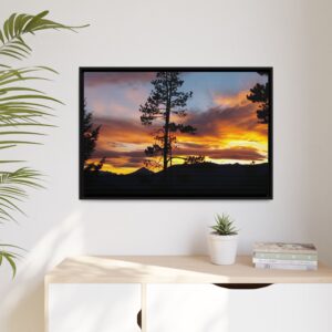 Vibrant Montana Sunset with Lone Peak | Framed Matte Canvas Print