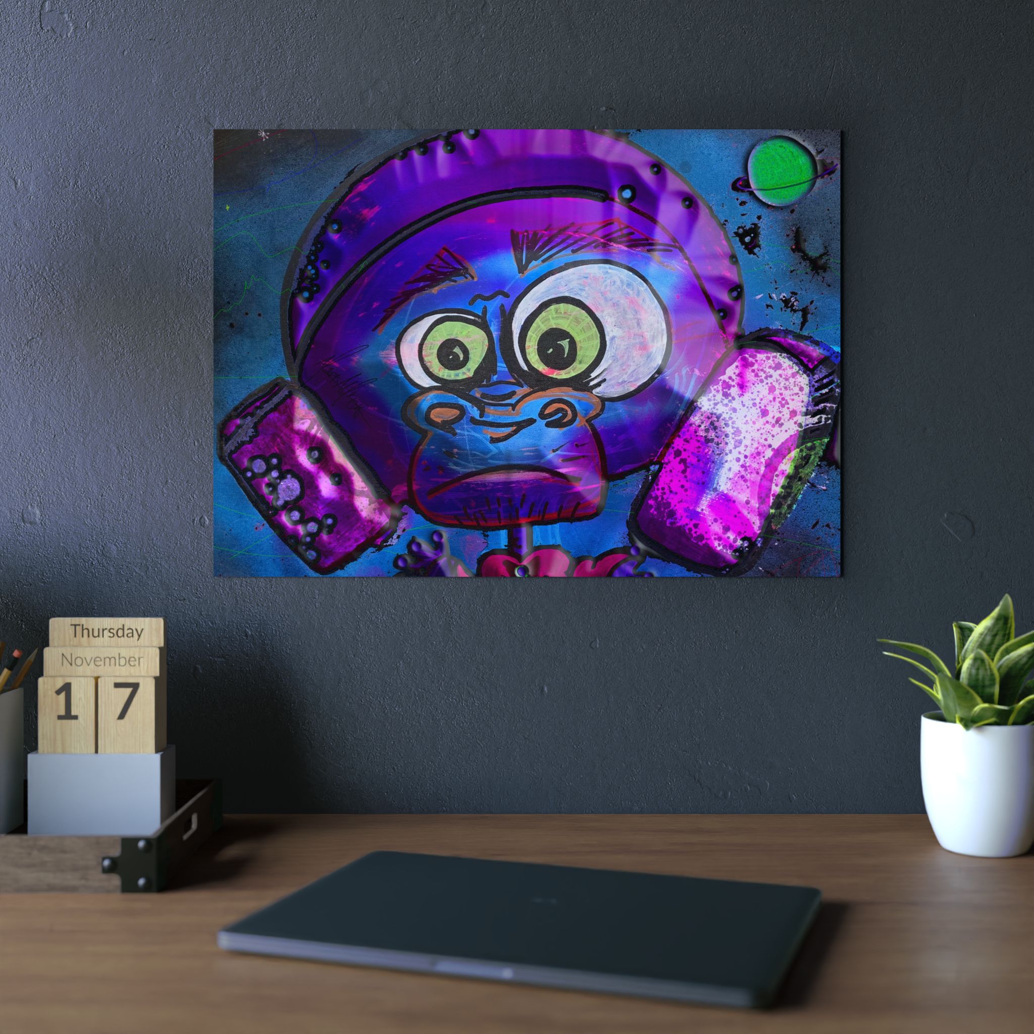Space Monkey 'What the?' Aluminum Panel Art - Image 2