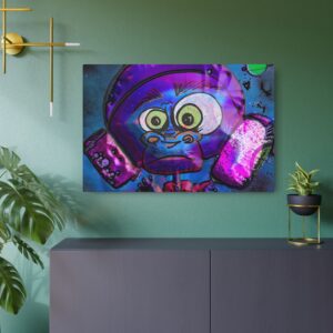 Psychedelic Space Monkey Metal Art Sign — "WTF?"