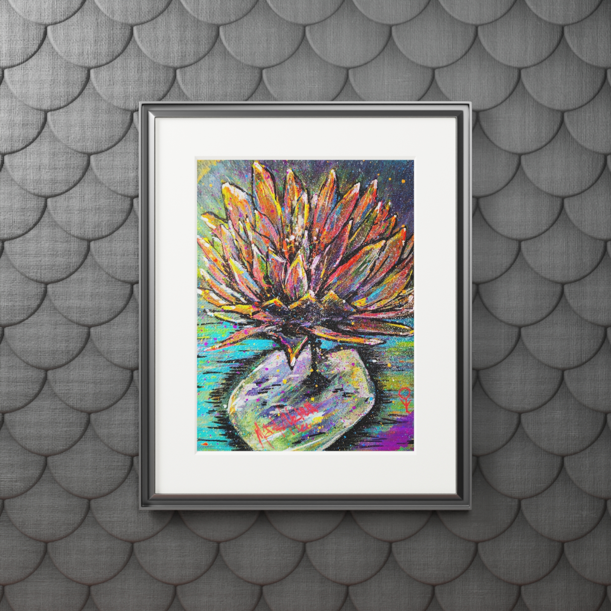 Fine Art Print — Colorful Water Lily by Mark Urich (Passepartout Frame)