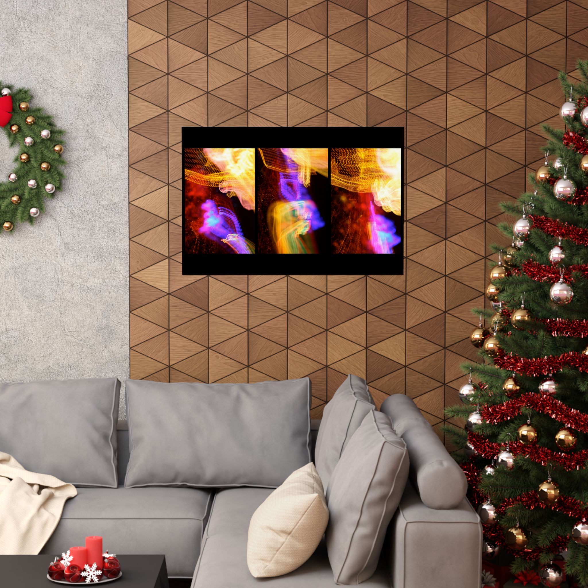 Abstract Neon Triptych Matte Poster - Image 5
