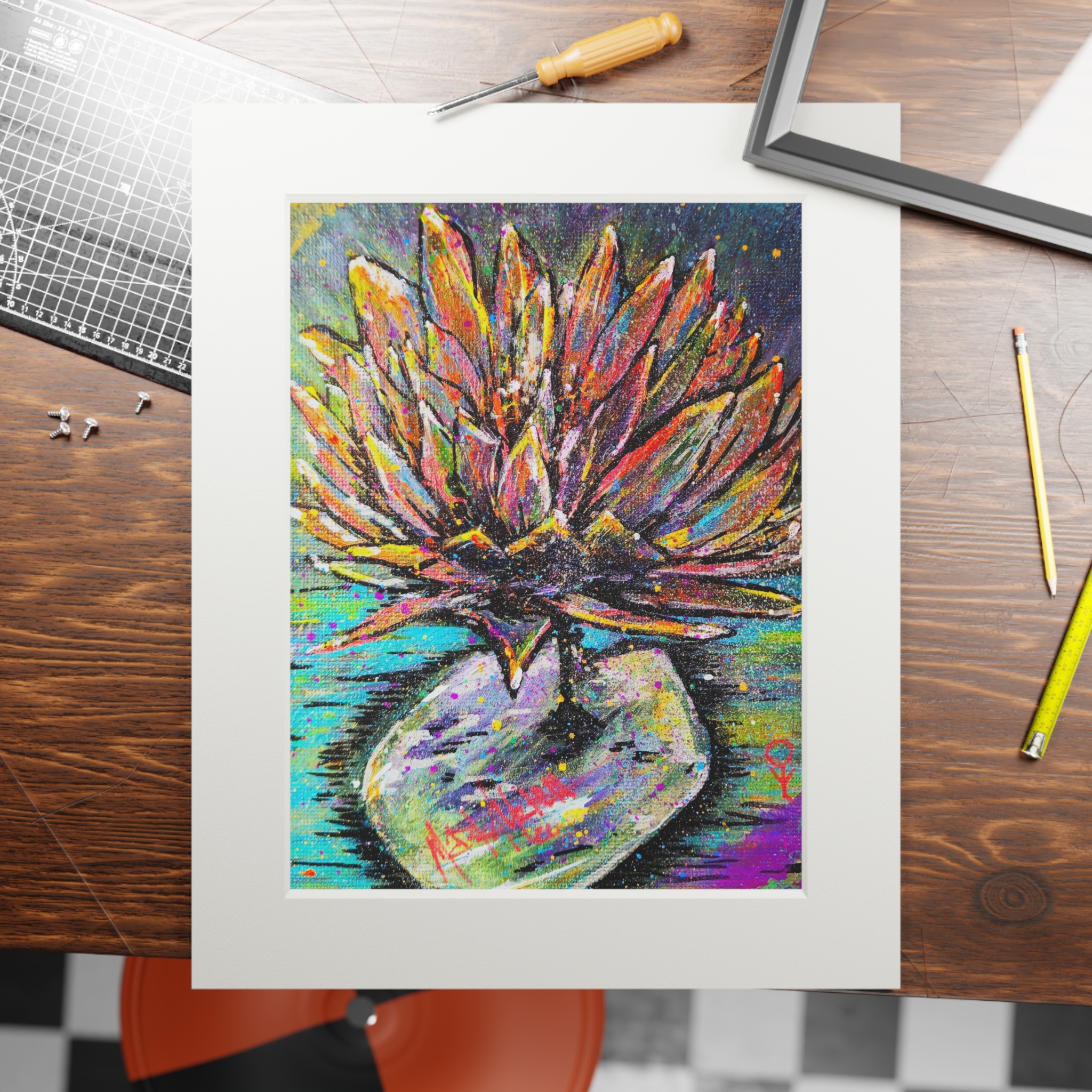 Fine Art Print — Colorful Water Lily by Mark Urich (Passepartout Frame) - Image 4