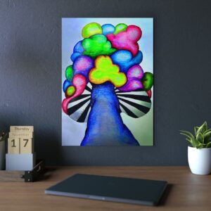 Surreal Mushroom Aluminum Panel Art – Modern Abstract Wall Decor