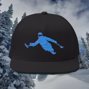 Ski Racer Embroidered Flat Bill Cap — Alpine Winter Sports Hat