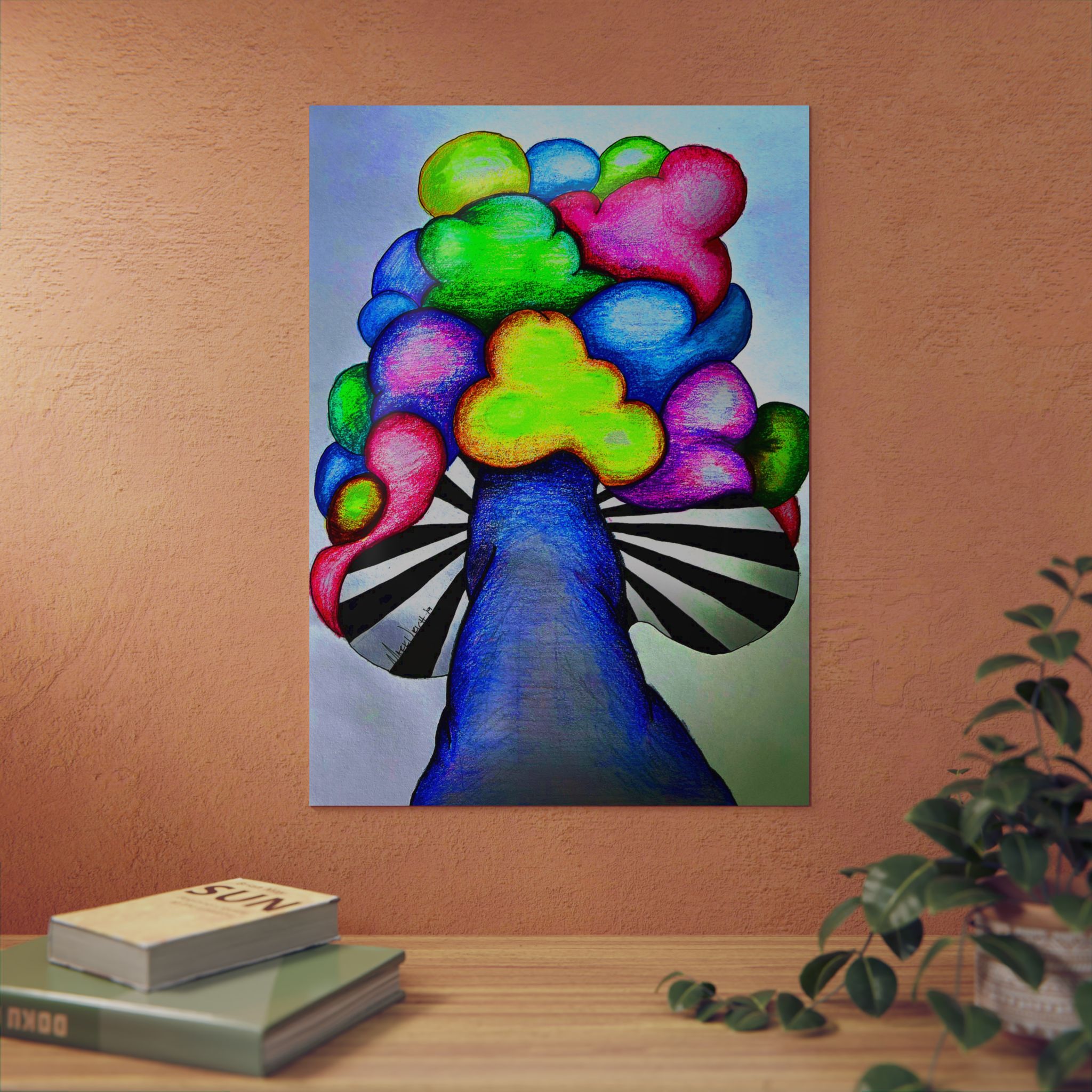 Surreal Mushroom Aluminum Panel Art – Modern Abstract Wall Decor - Image 3