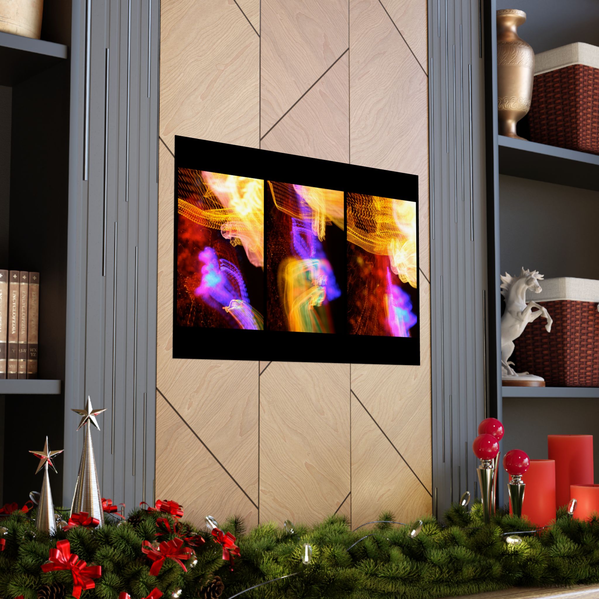 Abstract Neon Triptych Matte Poster - Image 7