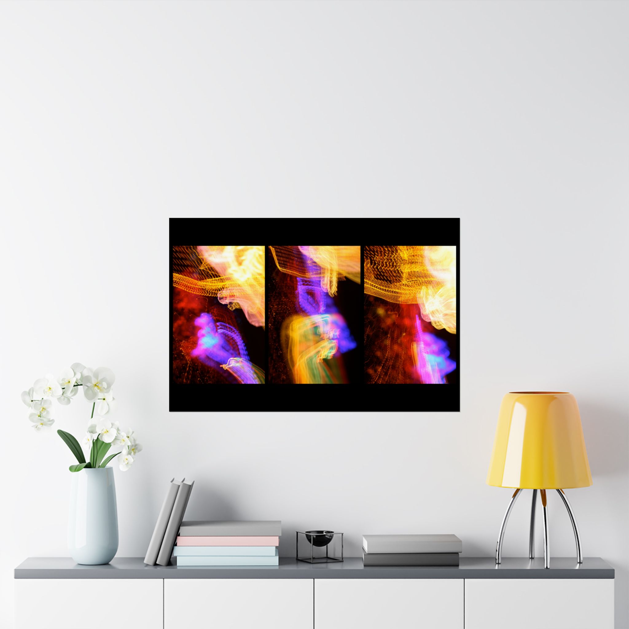 Abstract Neon Triptych Matte Poster - Image 3