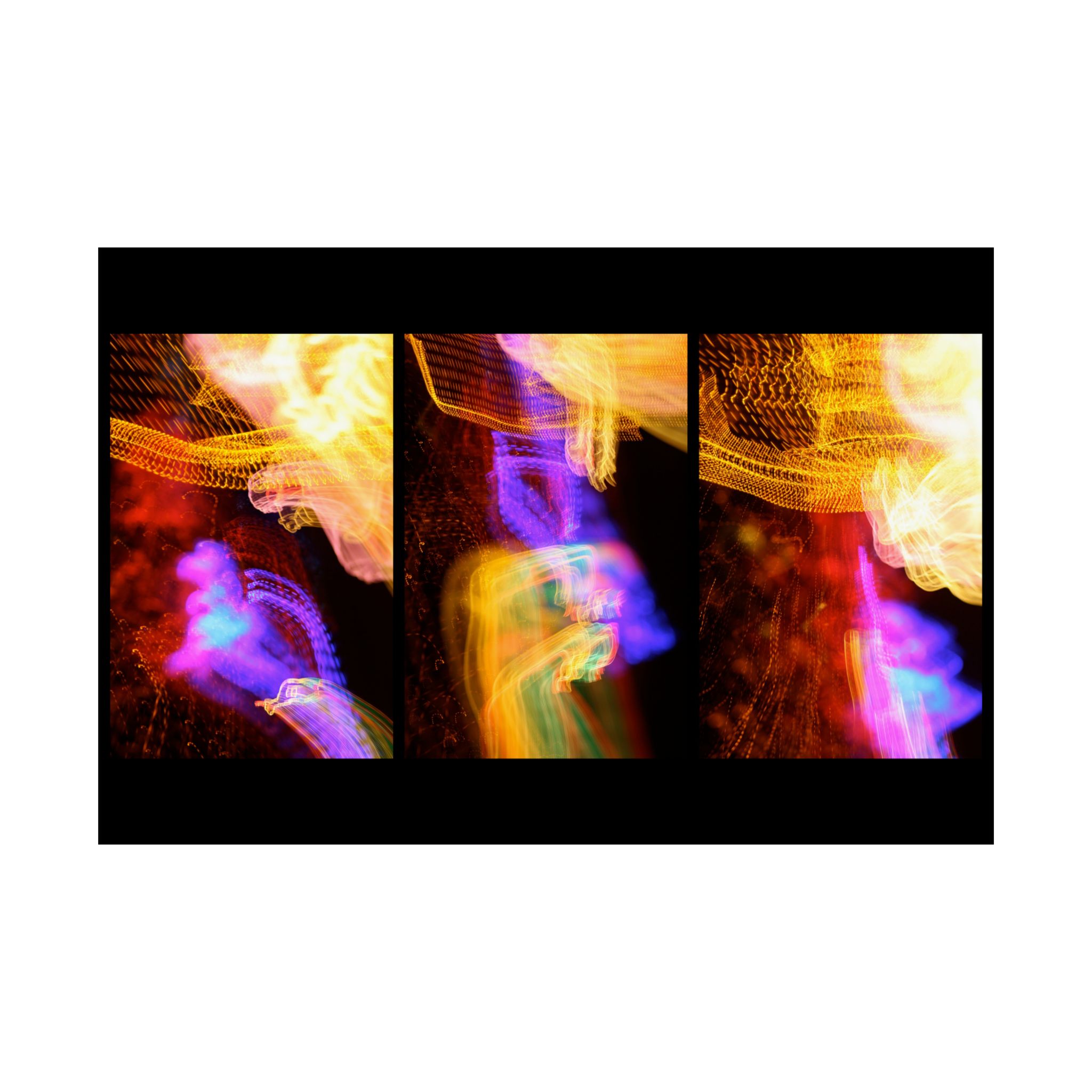 Abstract Neon Triptych Matte Poster