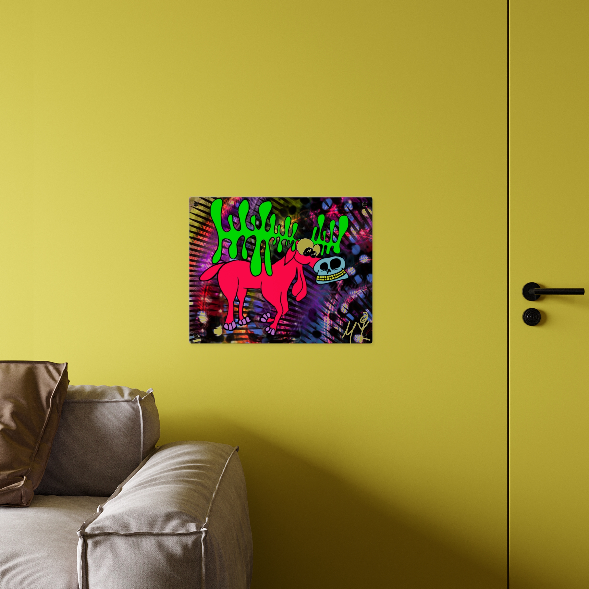 Cosmic Moose Acrylic Wall Art Panel — Cartoon Moose with Skull Mouth - Image 2