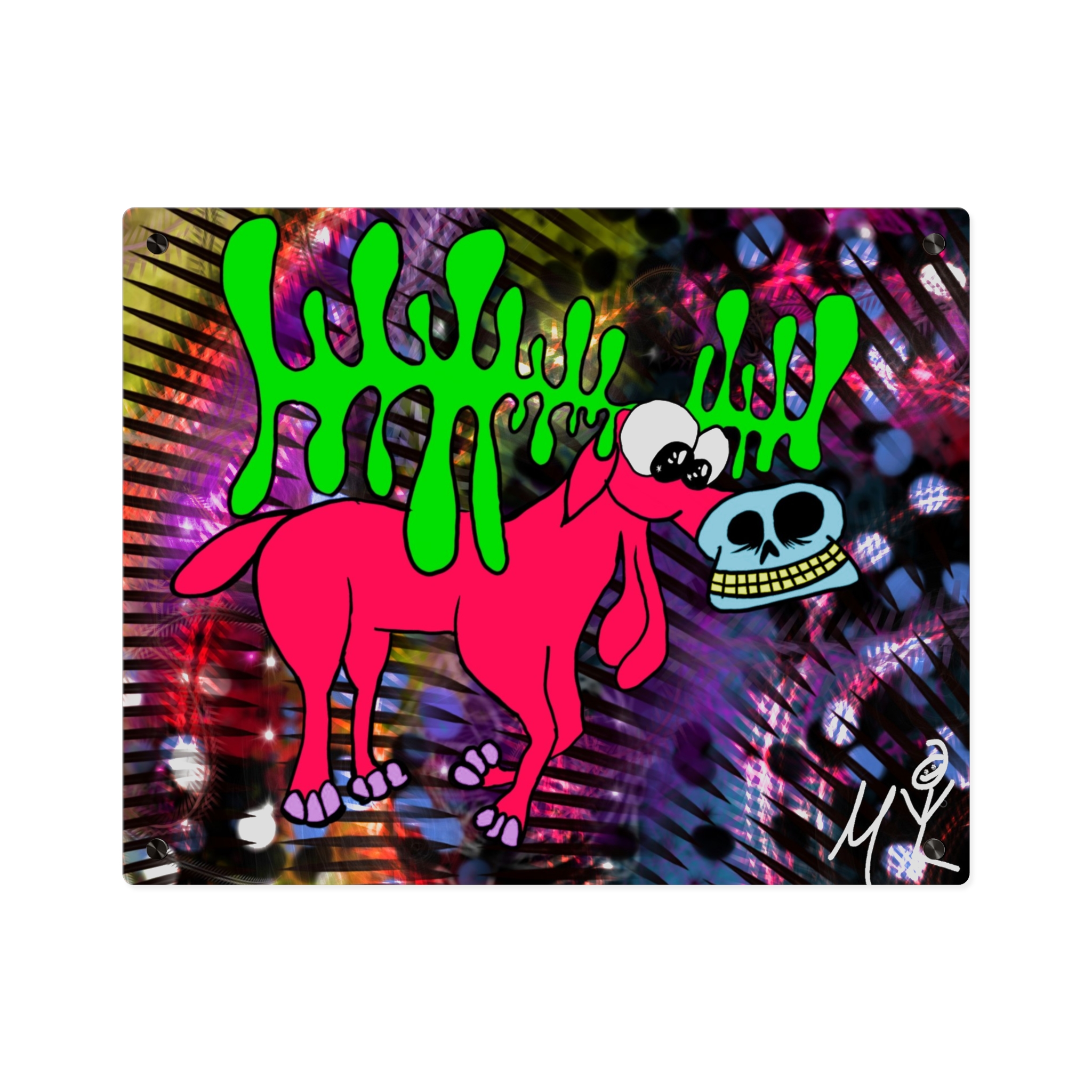 Cosmic Moose Acrylic Wall Art Panel — Cartoon Moose with Skull Mouth - Image 3