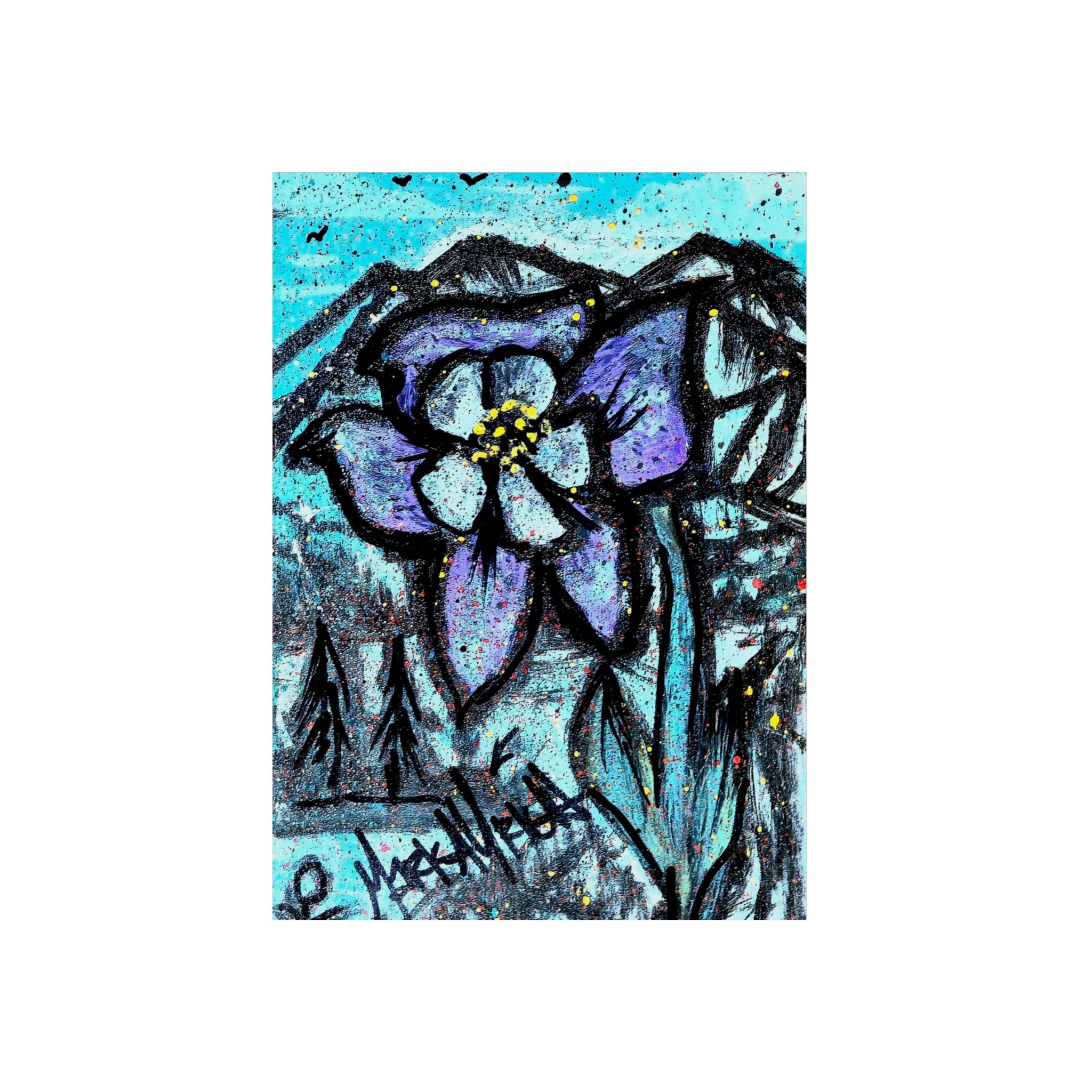 Overalls Alpine Columbine Wood Panel Art — Colorado Meadow Floral Painting - Image 3