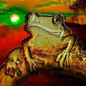Frog Sunset Matte Poster "Sayonara Sonora" — Vibrant Amphibian Wall Art (Horizontal)