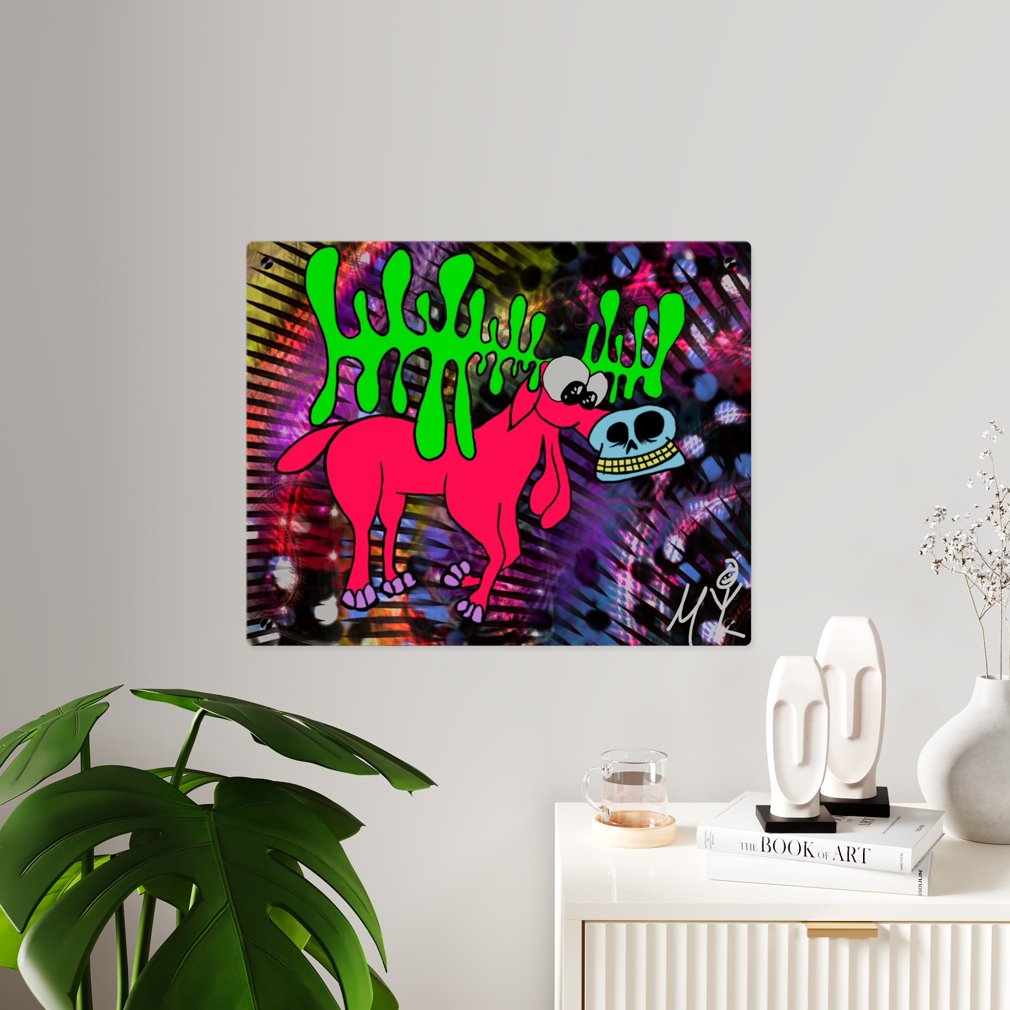 Cosmic Moose Acrylic Wall Art Panel — Cartoon Moose with Skull Mouth - Image 5
