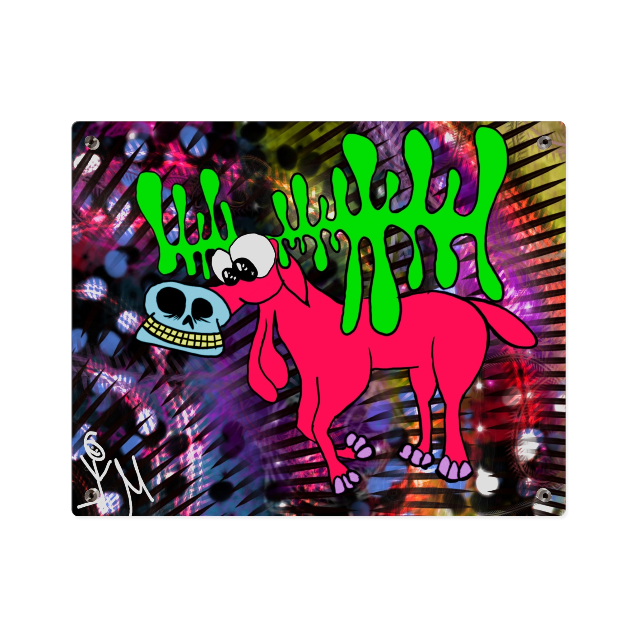 Cosmic Moose Acrylic Wall Art Panel — Cartoon Moose with Skull Mouth - Image 4