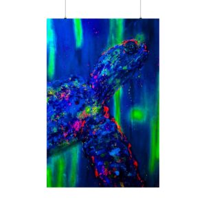 Sea Turtle Neon Matte Poster — "See a Turtle?" Vertical Ocean Wall Art