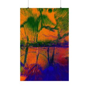Abstract Neon Forest Matte Poster — "I Think They Kicked In" Vertical Wall Art