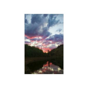 Sunset Reflection Fine Art Poster — Scenic Mountain Lake Wall Art