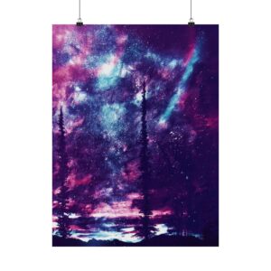 "Milkiest of Ways" Galaxy Forest Matte Vertical Poster — Cosmic Night Sky Wall Art