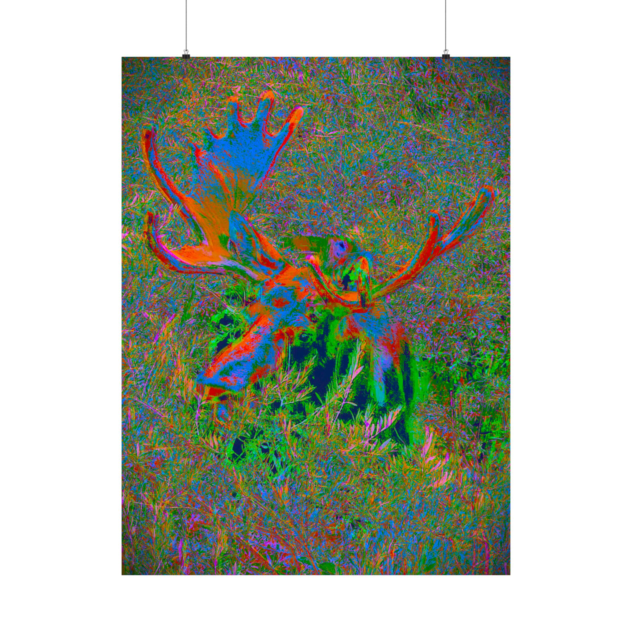Psychedelic Moose Poster — Matte Vertical Wall Art